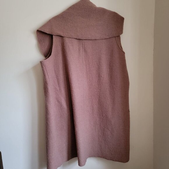 Sleeveless Wool Long Callor Draped Vest with Pockets  Size 3X - Picture 5 of 9